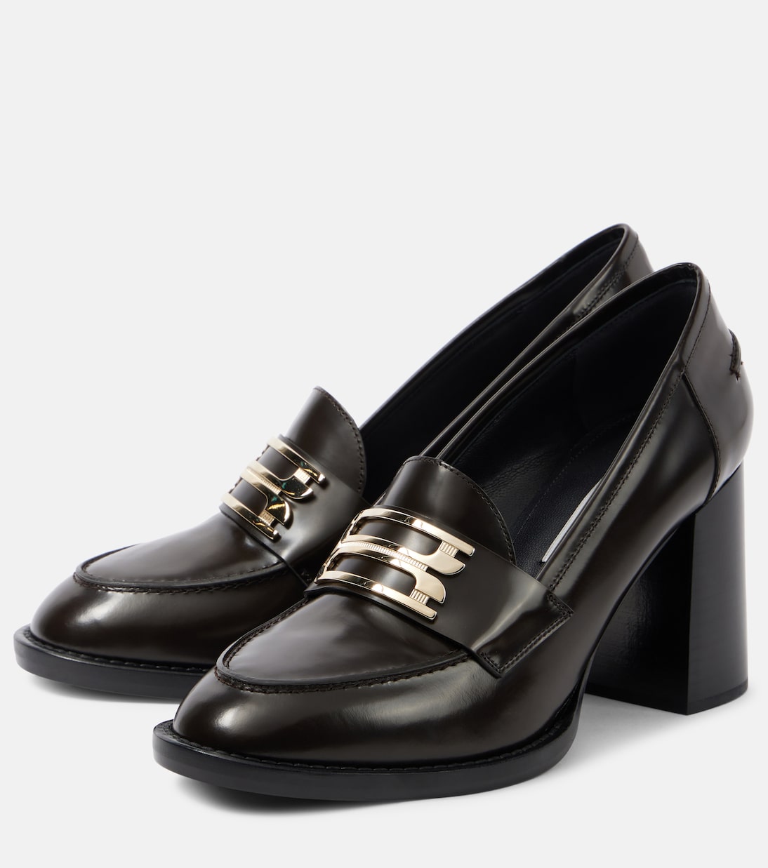 Туфли-лоферы из кожи с пряжкой B Victoria Beckham, Coffee Liqeur — фото 4