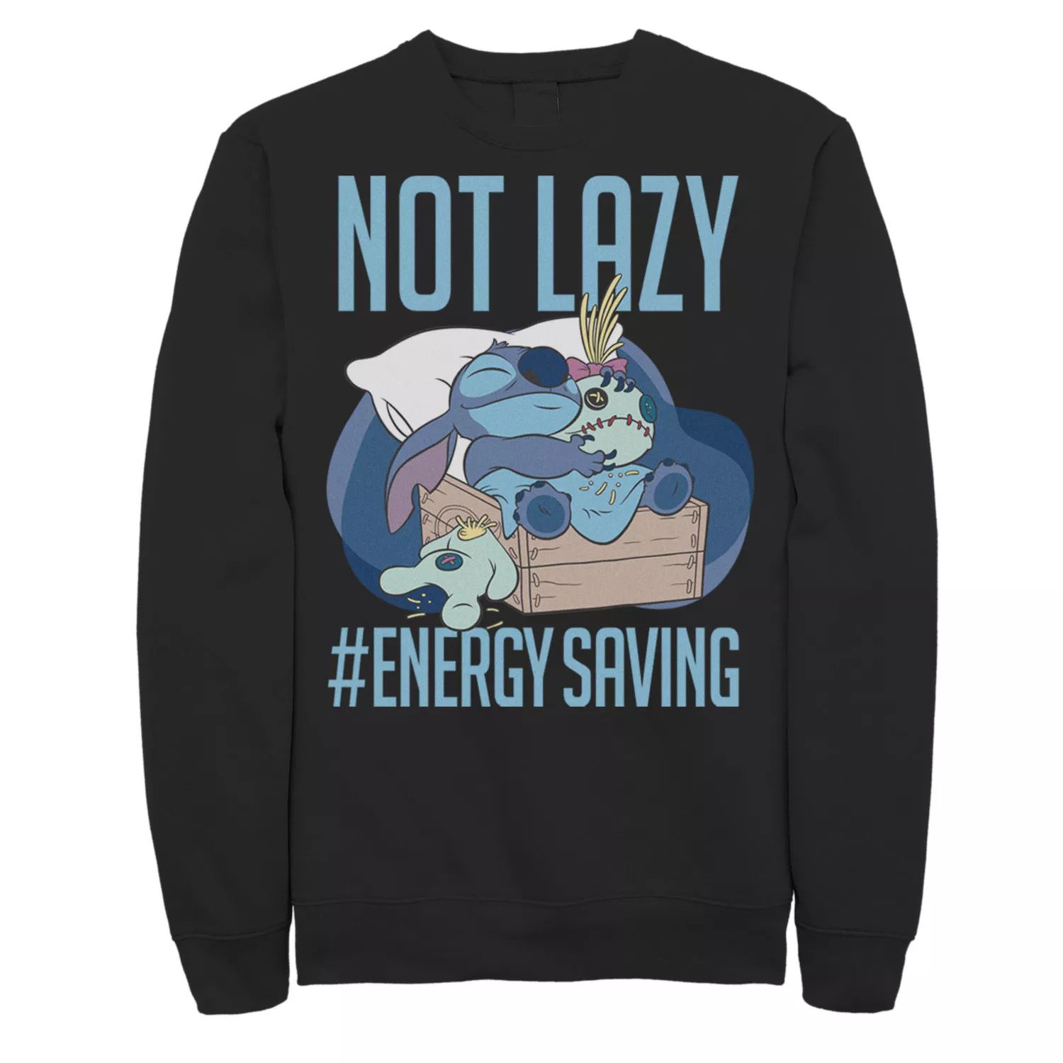 

Мужской свитшот с портретом Disney Lilo & Stitch Not Lazy #Energy Saving Licensed Character