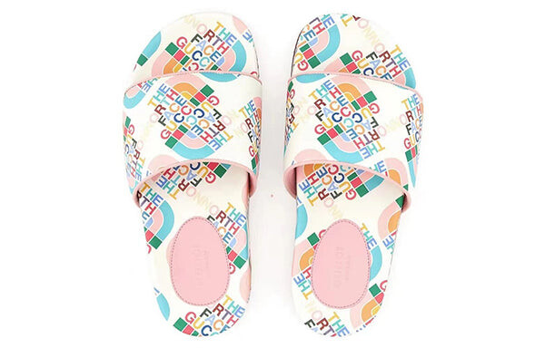 Тапочки x the north face leather sandal 'white multicolor' Gucci, белый — фото 3