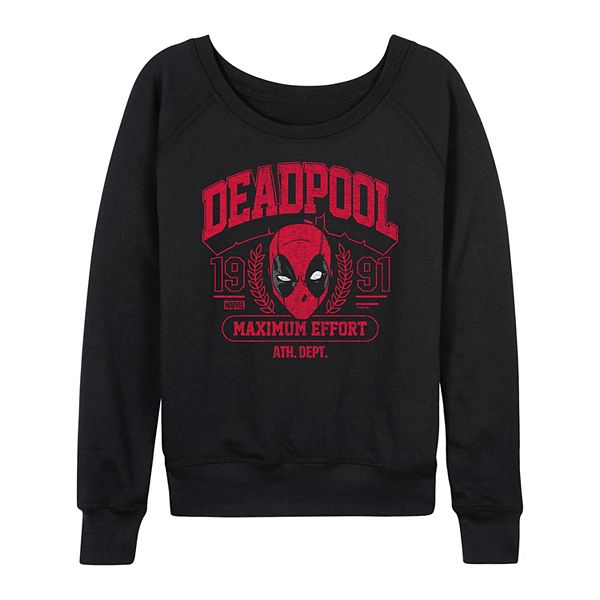 

Женская футболка с длинным рукавом Deadpool retro collegiate french terry Marvel