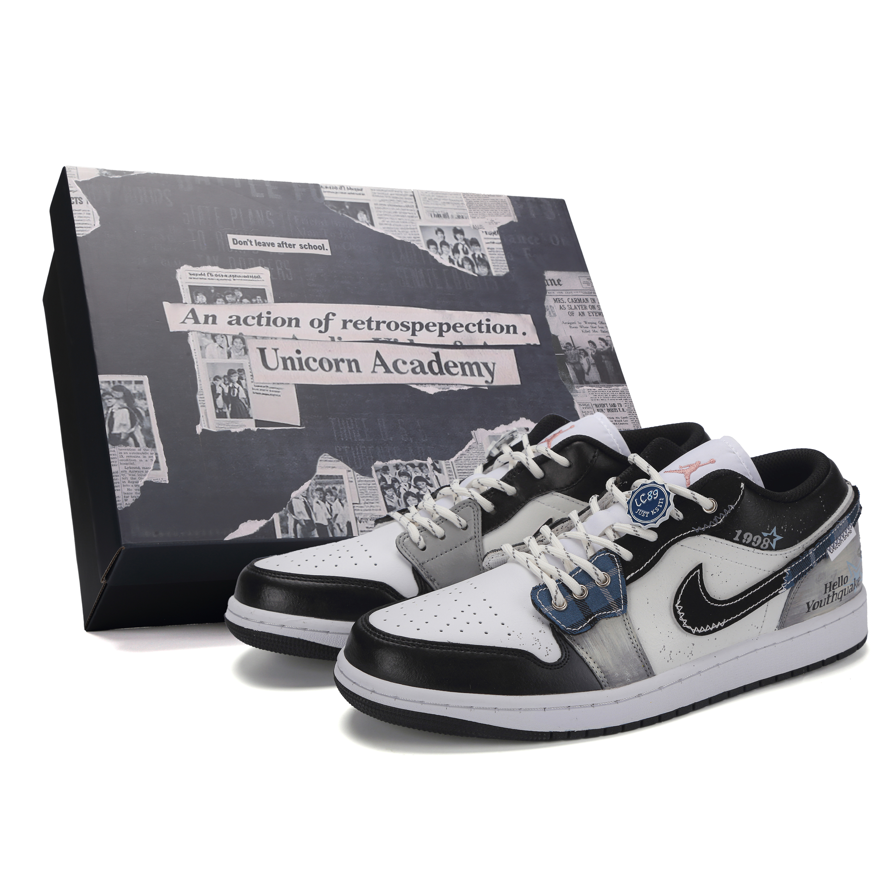 

Jordan Баскетбольные кроссовки Air 1 Rebel Preppy с низким верхом, износостойкие, винтажные, мужские, черно-синие