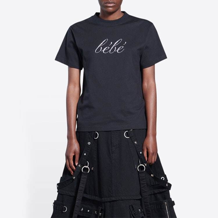 Футболка женская Balenciaga Bebe в винтажном стиле, черный — фото 4
