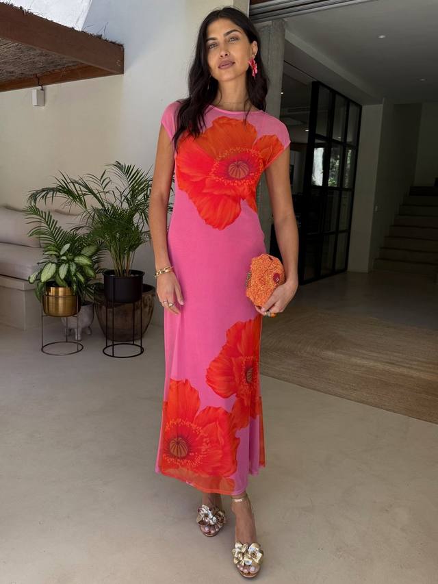 

Платье макси Poppy из сетки Never Fully Dressed, Pink