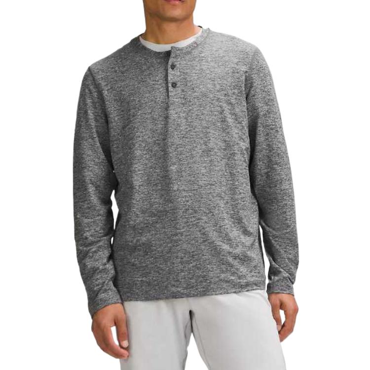

Футболка из мягкого джерси Henley для мужчин Lululemon, Black Gray/Mixed Color Silver Drop HBLK/HSVD