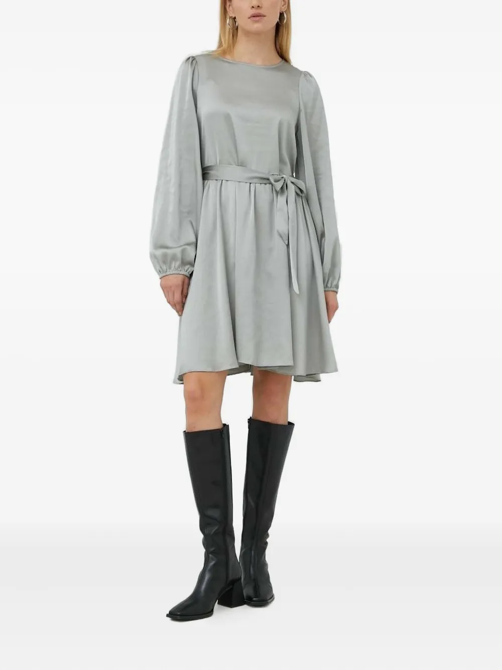 

Платье мини с объемными рукавами и поясом Bruuns Bazaar, серый