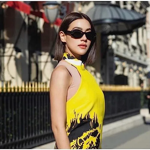 

Женские солнцезащитные очки в маленькой оправе, овальной формы, с металлическим декором, простые, повседневные, для активного отдыха MTZJH, Black Transparent