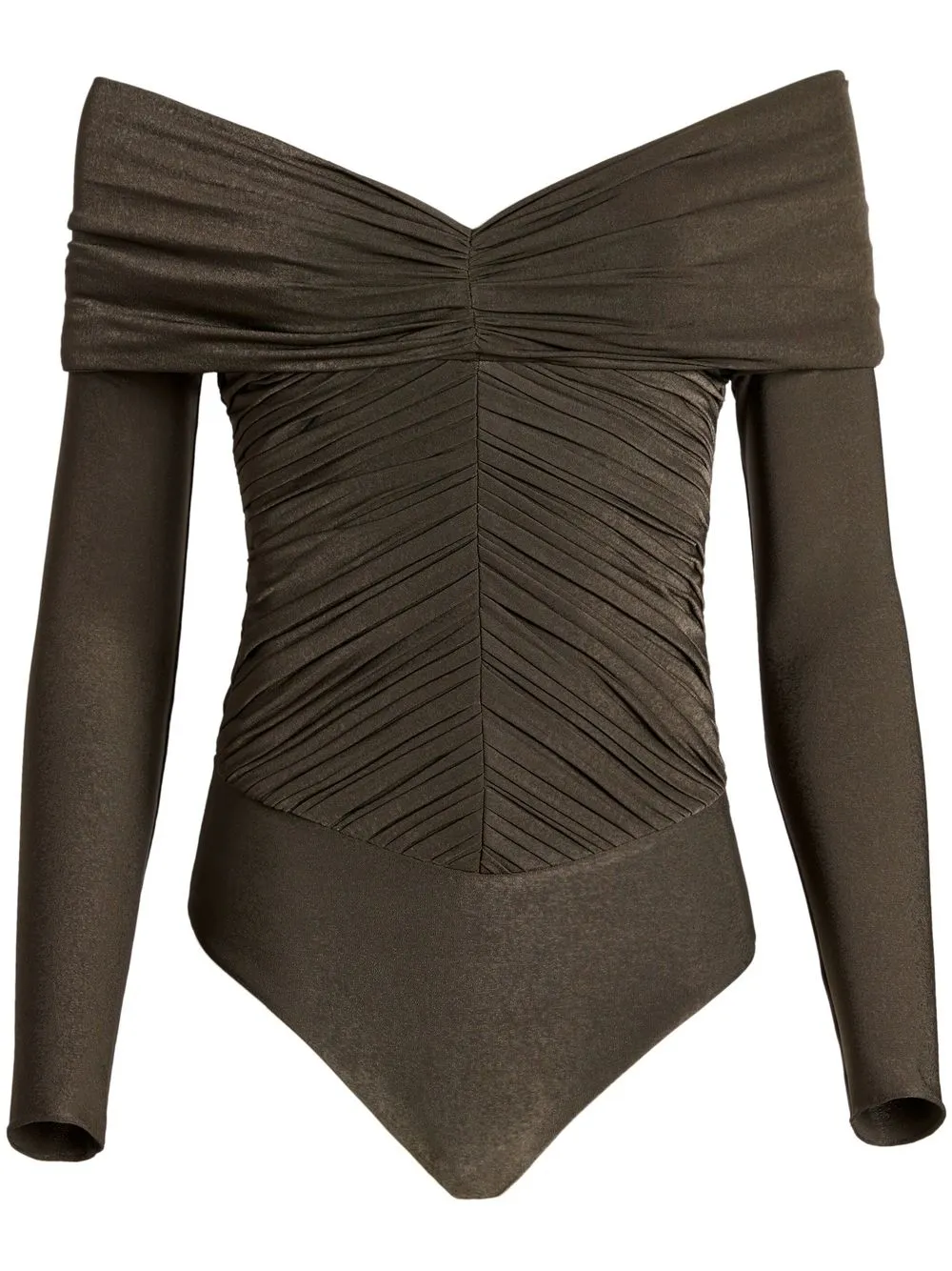 

Боди The Panza с открытыми плечами Khaite, коричневый