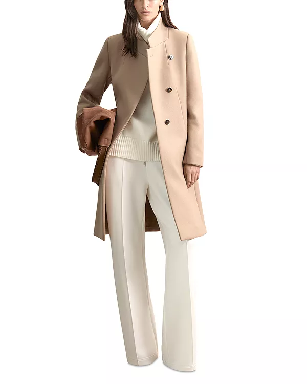 

Пальто средней длины из смесовой шерсти Reiss, бежевый