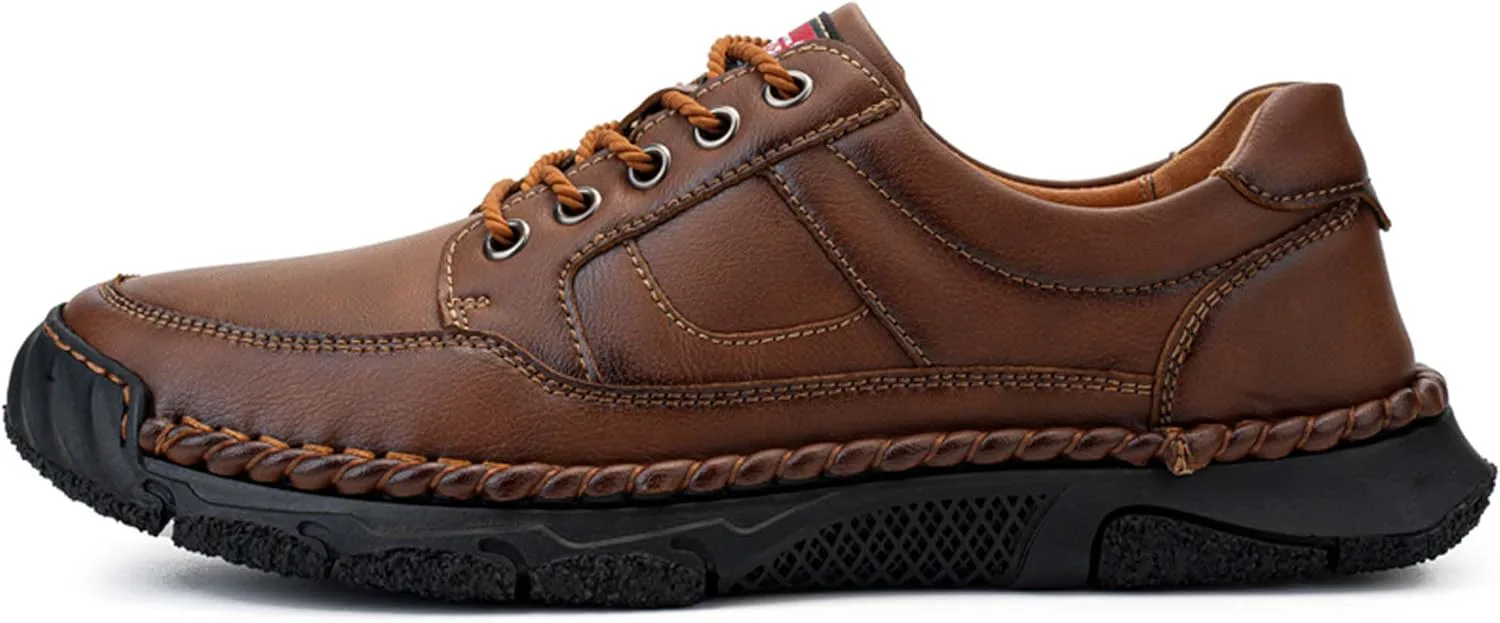 

Мужские премиальные кожаные кроссовки, повседневная кожаная обувь, ручная прошивка, защита носка, обувь для ходьбы, обувь для вождения, уличные кроссовки, удобные, мягкие, противоскользящие Vtiao, коричневый