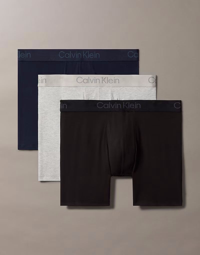 

Комплект из 3 пар трусов-боксеров Calvin Klein Ultra Soft Modal в сером/темно-синем/черном цвете