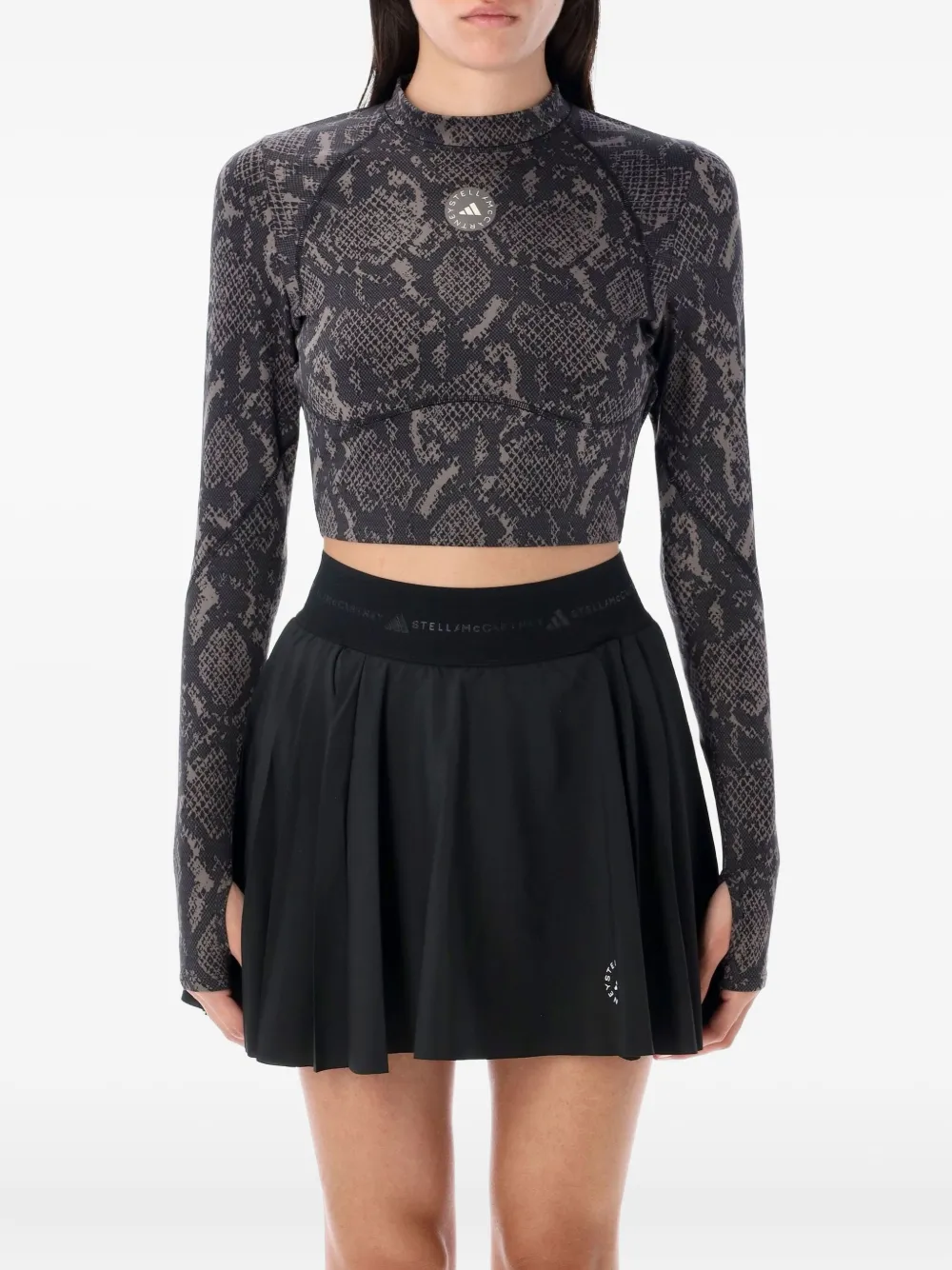 

Топ с длинными рукавами и змеиным принтом Adidas By Stella Mccartney, коричневый