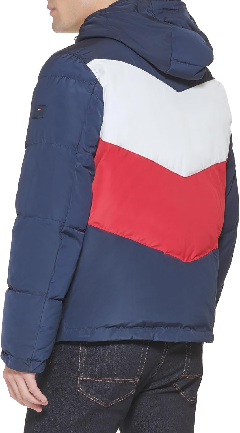 Мужской стеганый жилет с воротником-стойкой Tommy Hilfiger Mens, Midnight/Ice/Red Puffer — фото 4