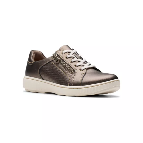 Женские кожаные повседневные туфли без застежек Clarks, цвет bronze