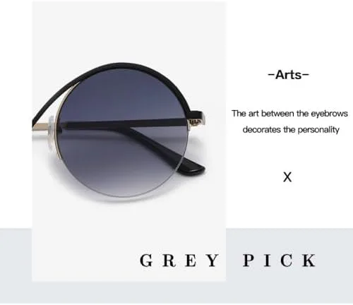 

Круглые солнцезащитные очки для женщин 2023 года, без оправы, блокирующие синий свет, модные очки в винтажном стиле, большие солнцезащитные очки MTZJH, C03