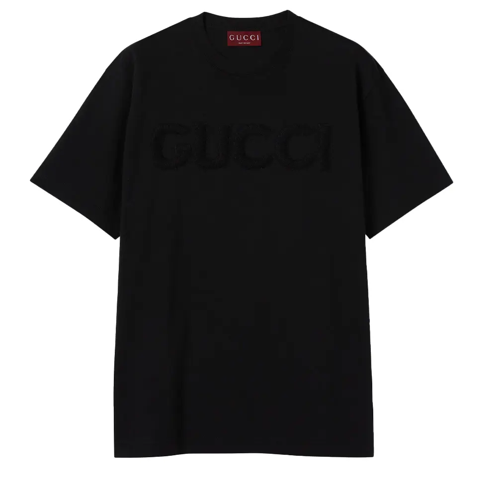 

Хлопковая футболка с вышивкой GUCCI, черный