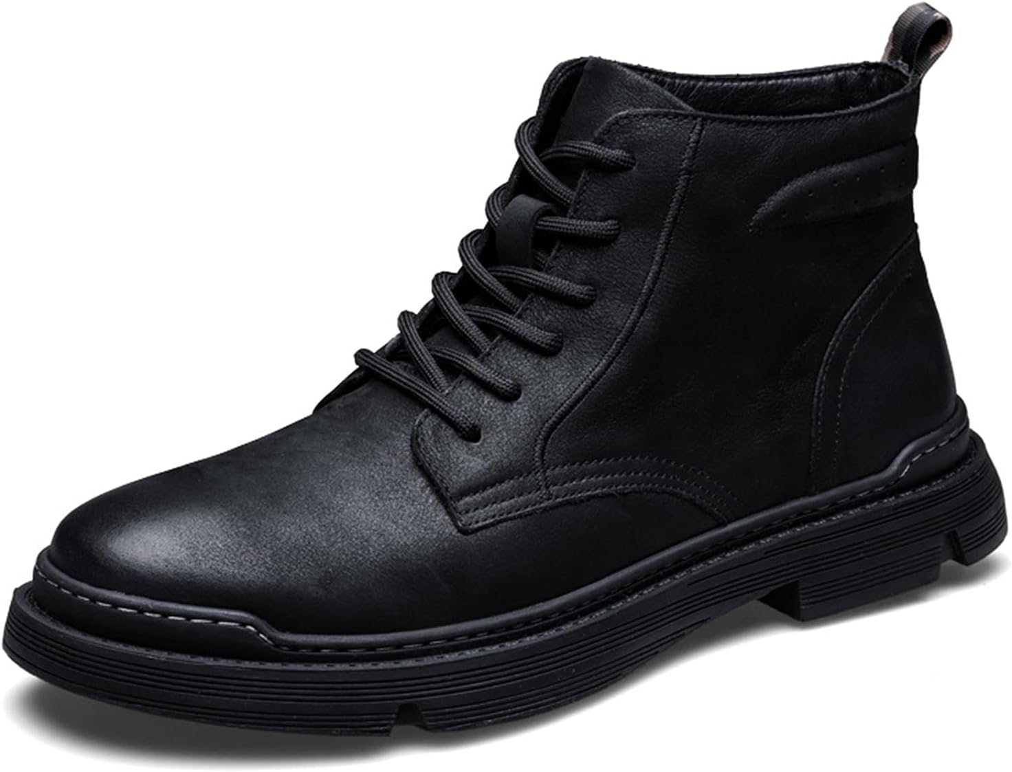 

Высокие походные ботинки, мужские повседневные ботинки до щиколотки, зимние теплые кожаные ботинки на шнуровке, винтажные модные боевые кроссовки для прогулок, на день рождения, ко Дню отца Rishengchang, черный