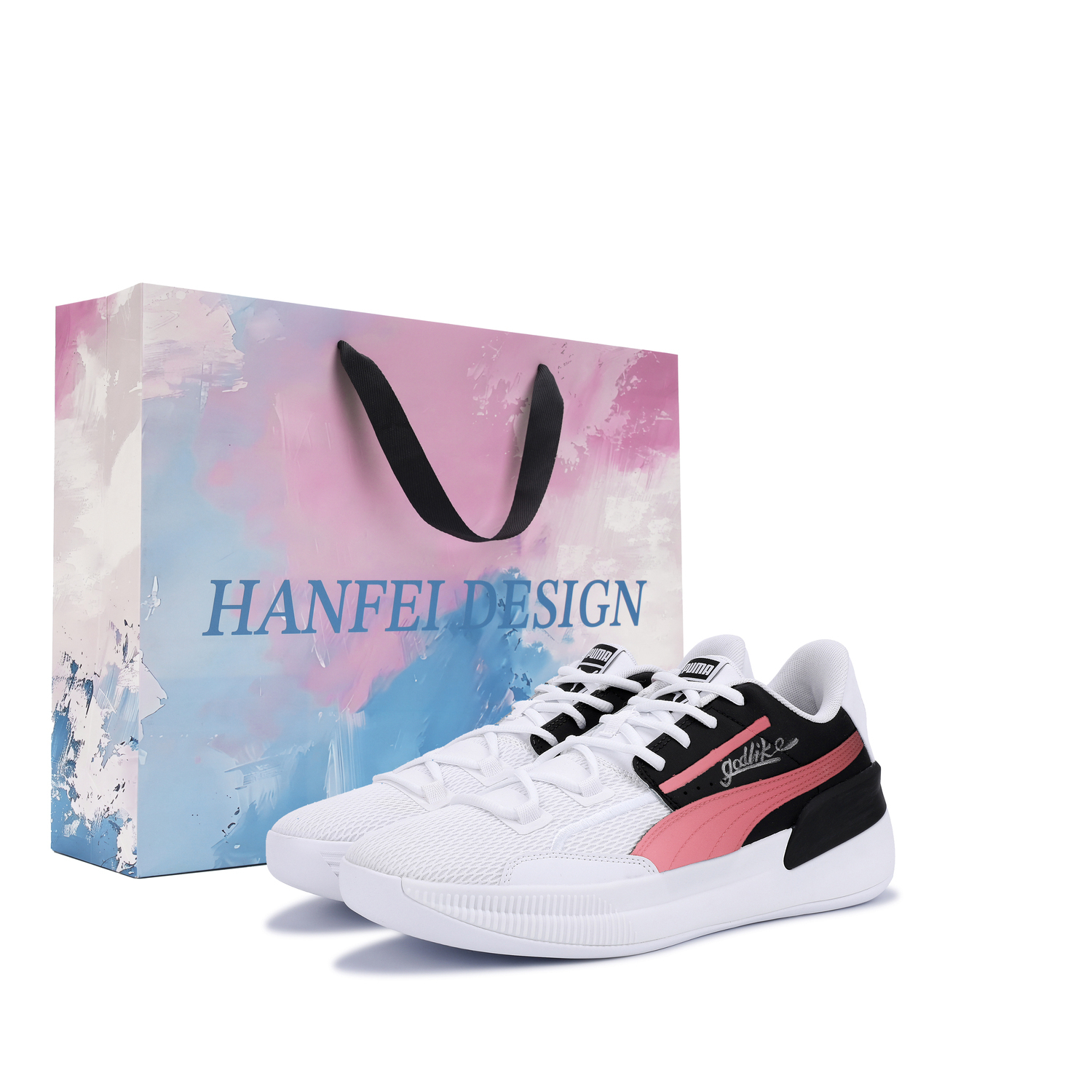 

PUMA Мужские баскетбольные кроссовки Clyde low top с амортизацией Hardwood, устойчивые к истиранию, дышащие, черные и розовые