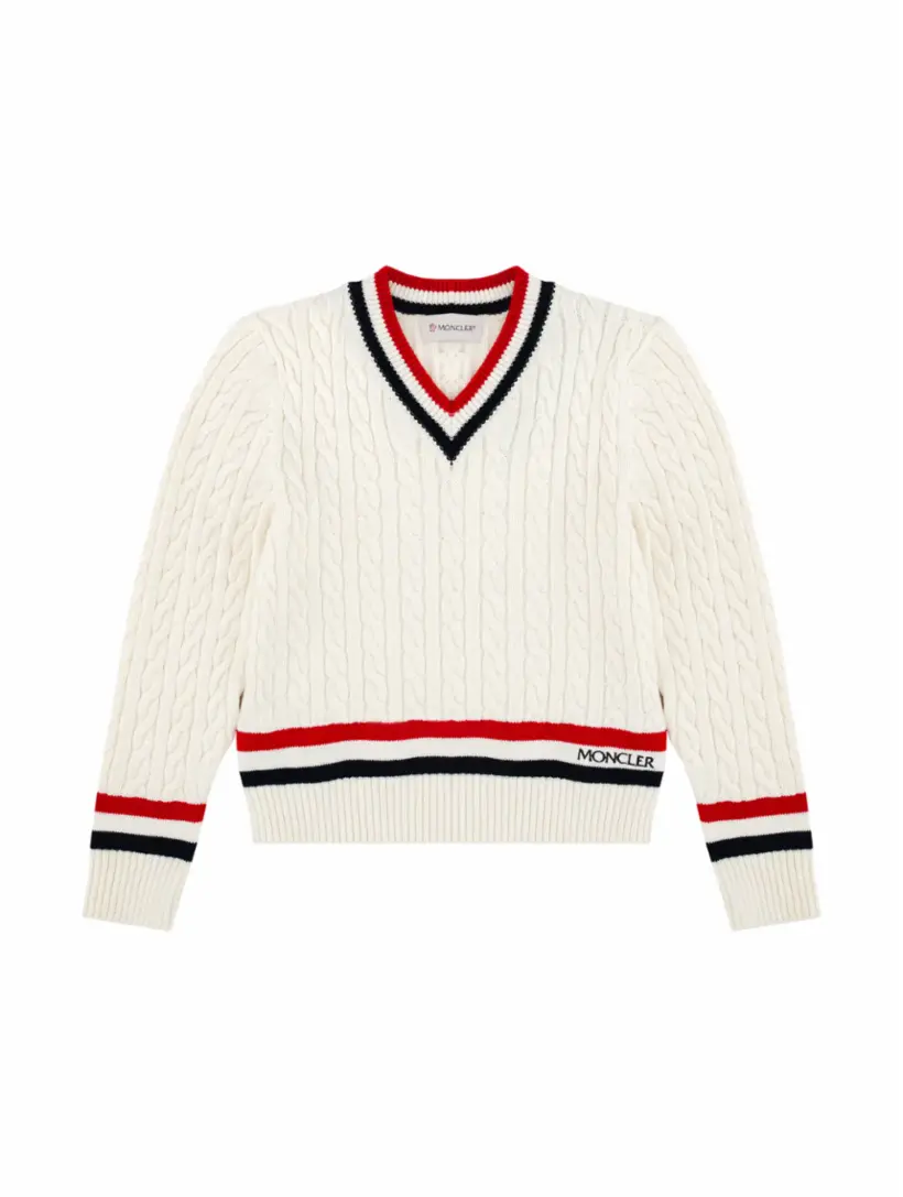 

Вязаный пуловер с логотипом Moncler, белый