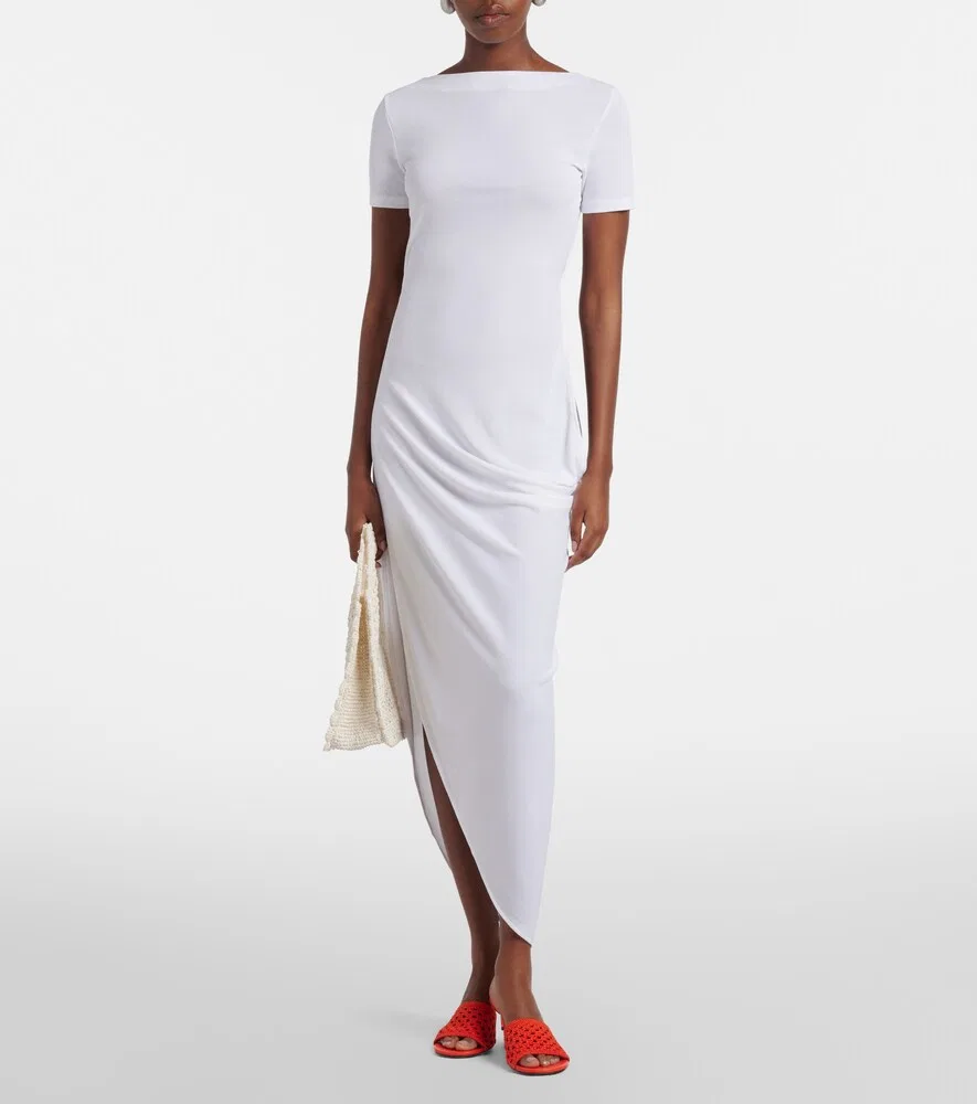 Платье-миди из трикотажа с вырезами от The Sole Jacquemus, белый — фото 2