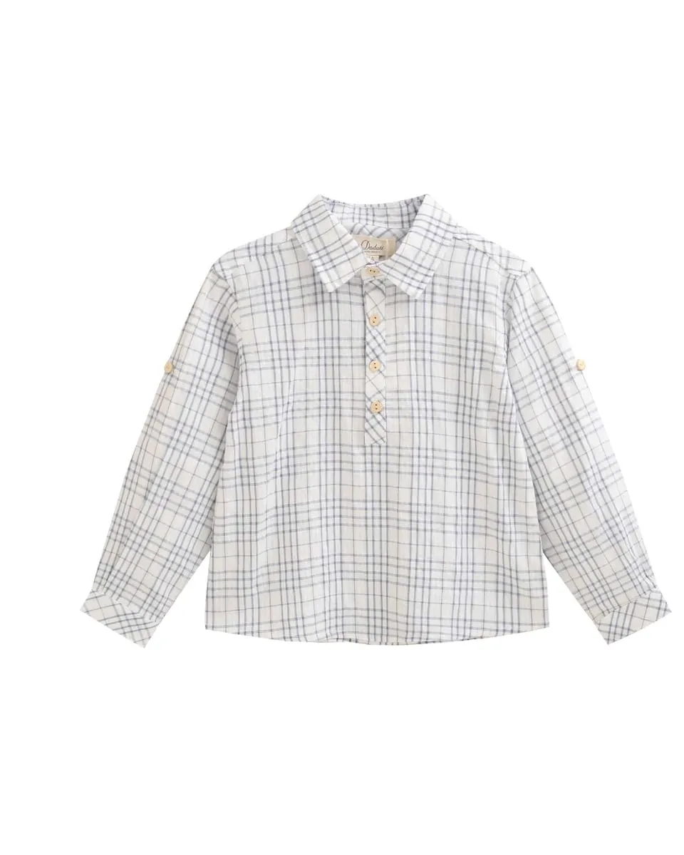 

Рубашка для мальчика в клетку Dadati, белый/синий