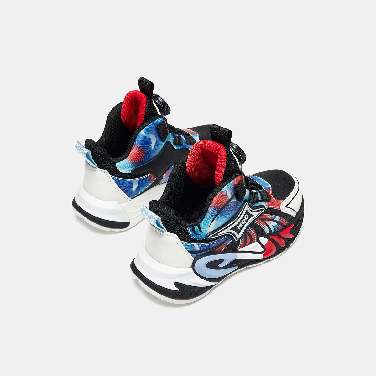 Детские баскетбольные кроссовки mid-top из искусственной кожи, устойчивые к ударам, истиранию и дышащие MQD, черный/красный — фото 3