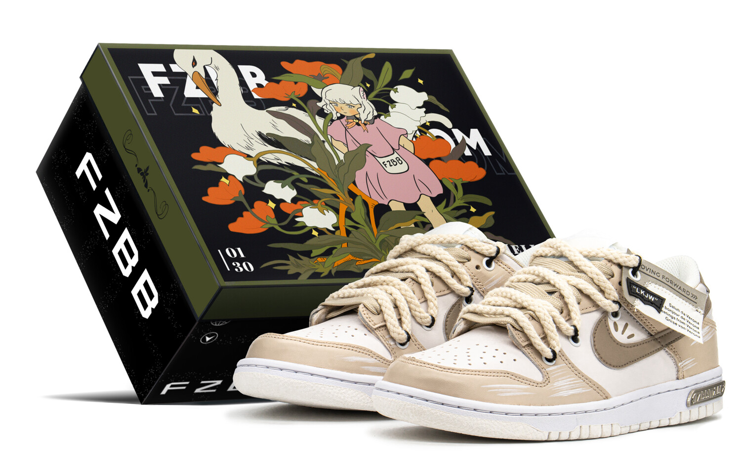 

Кроссовки Nike Dunk Skateboard Shoes Women's Low-Top Brown Beige