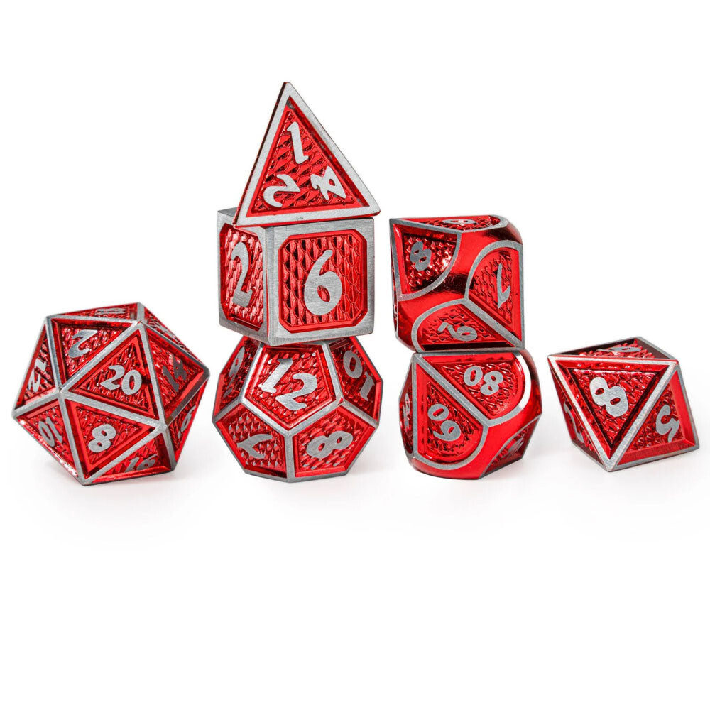 

Аксессуары Hymgho Premium Gaming Metal Behemoth Dice Set: Brushed Red w/ Silver (7)