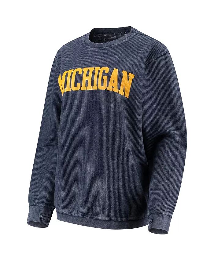 

Женская темно-синяя состаренная толстовка-пуловер Michigan Wolverines Comfy Cord Vintage-Like Wash Basic Arch Pressbox