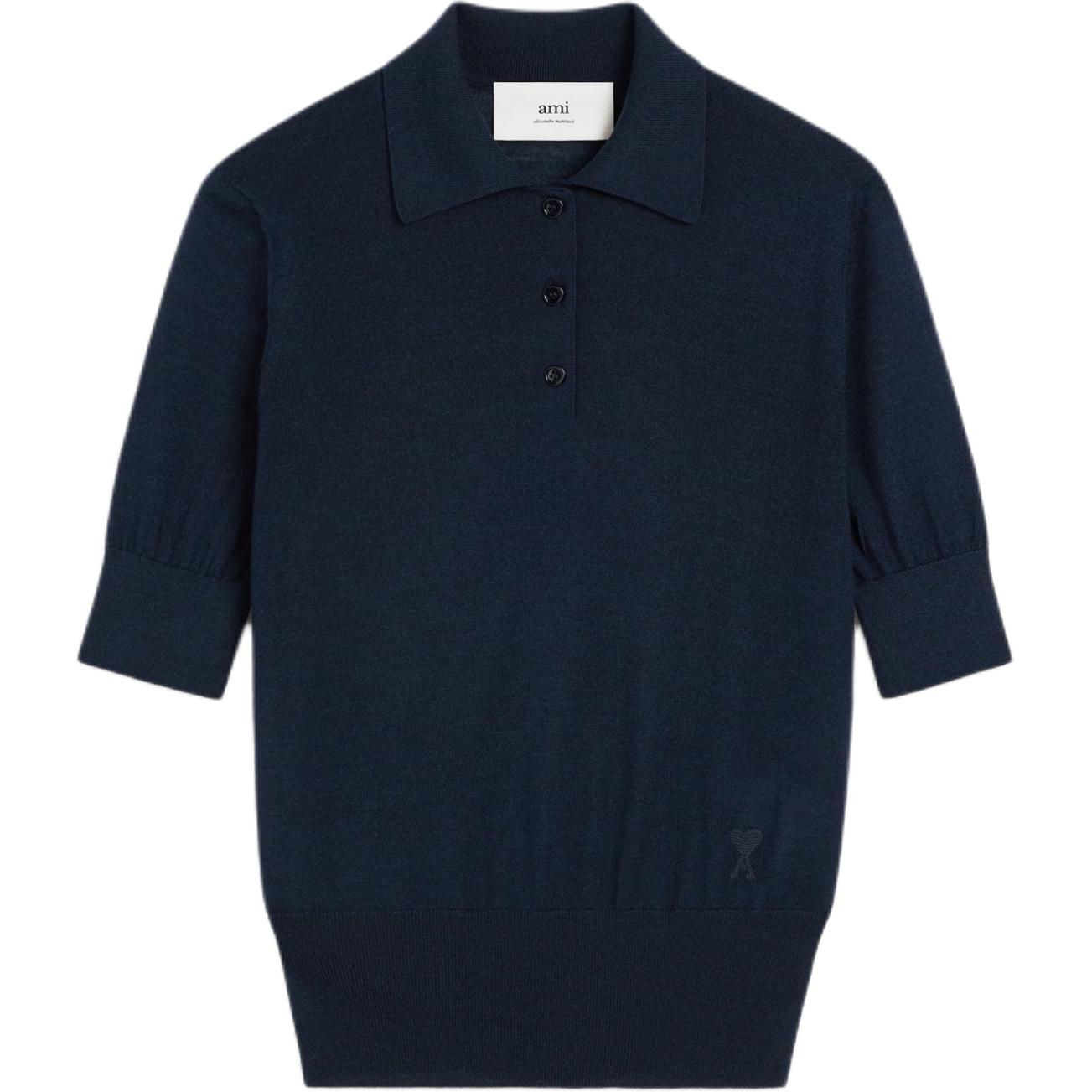 

Тонкий трикотажный поло Ami Paris Ami De Coeur AMIPARIS, синий