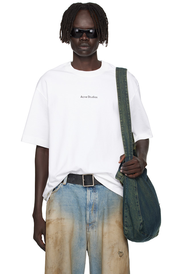 

Acne Studios Футболка с белым штампом и логотипом
