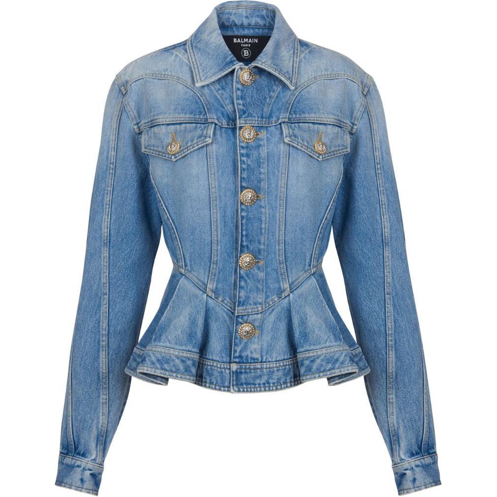 

Джинсовая куртка с баской BALMAIN, синяя