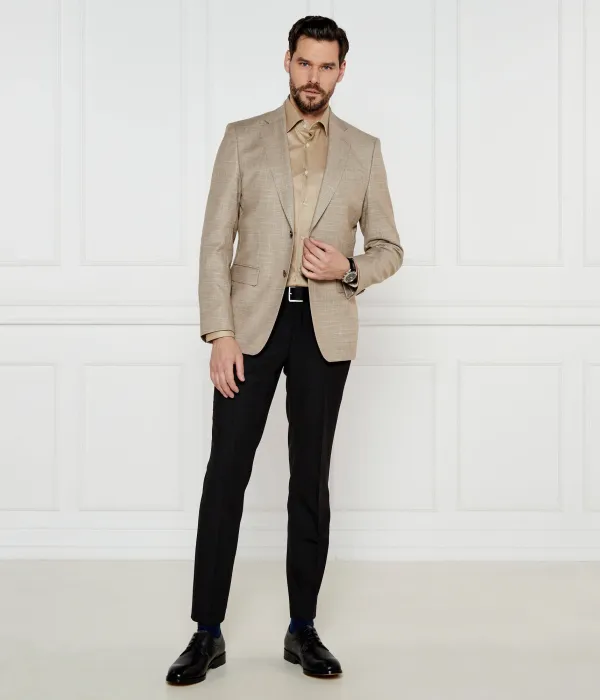 Элегантная шерстяная куртка h-hutson-251 Slim fit Boss, бежевый — фото 2
