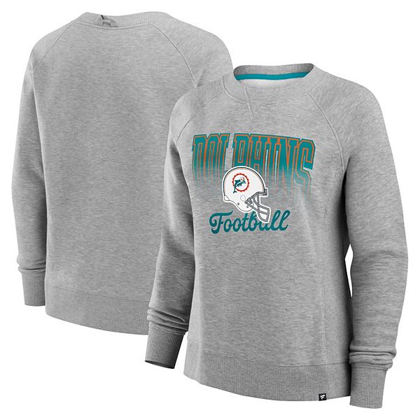 

Женский свитшот Miami Dolphins Hit Hard из флиса в цвете heather gray Fanatics