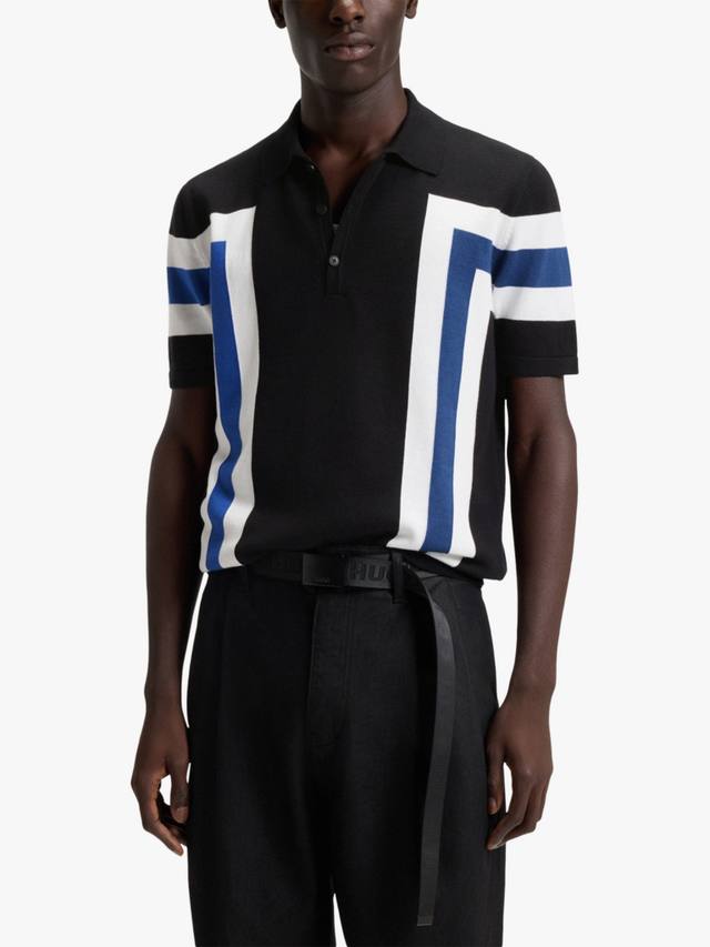 

Хлопковая поло HUGO с цветными блоками HUGO BOSS, Black