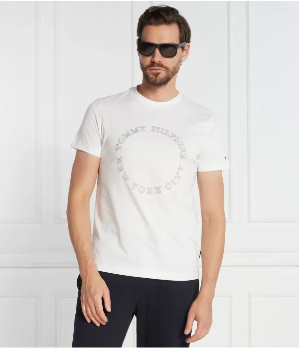 Футболка с монотипией, круглая Slim fit Tommy Hilfiger, белый — фото 3