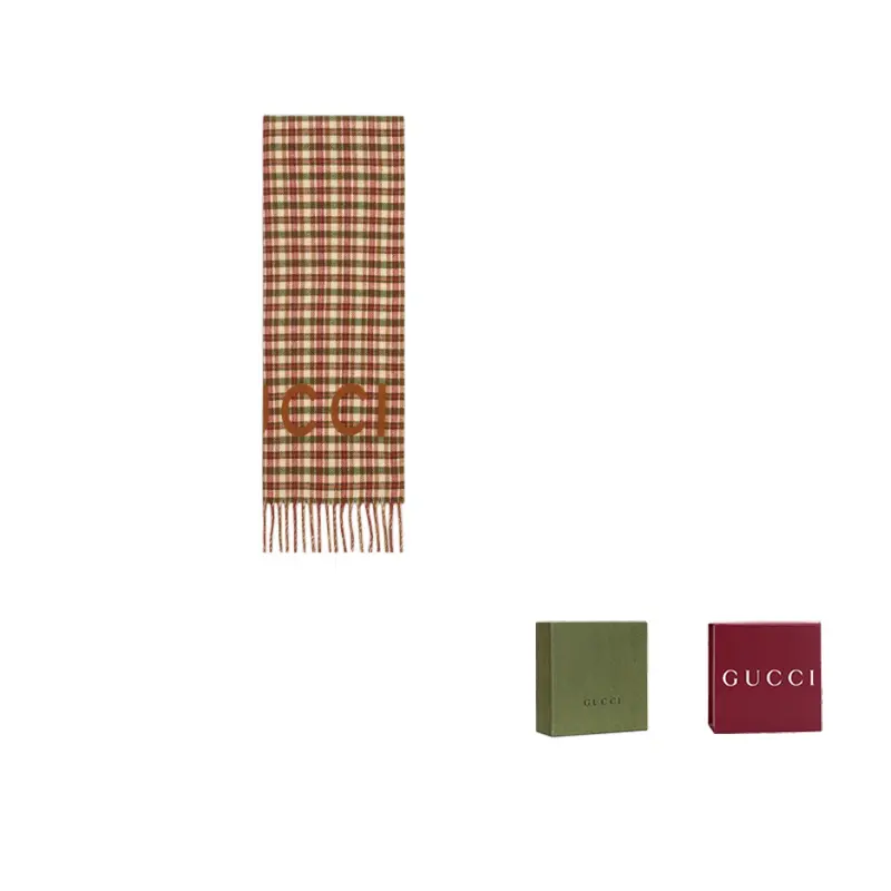 

GUCCI Вязаный шарф унисекс, Light Brown and Dark Green