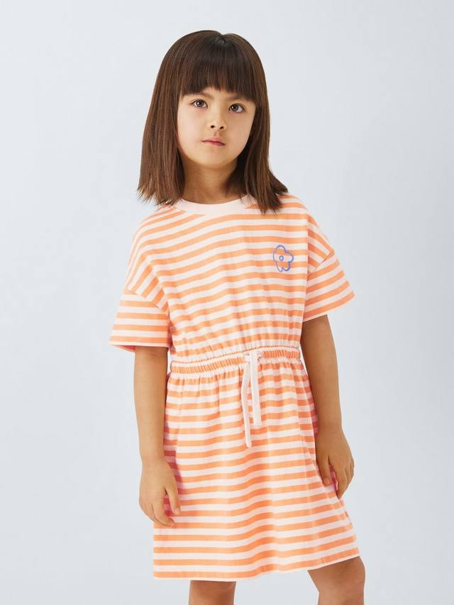

Детское платье с полосками и вышивкой цветов John Lewis ANYDAY, Cream/Orange