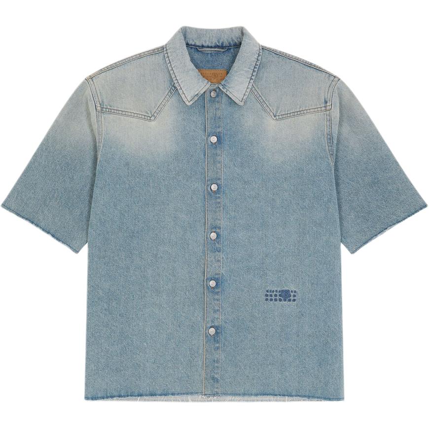 

Джинсовая рубашка с коротким рукавом MM6 Maison Margiela, светло-голубой