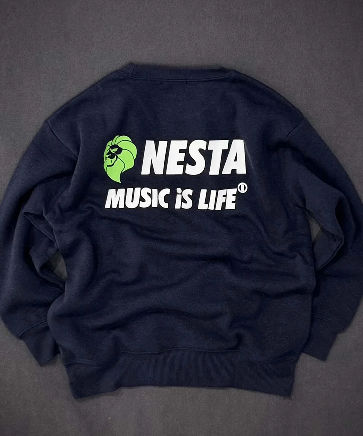 Свитшот оверсайз NESTA BRAND лонгслив с принтом тёмно-синий