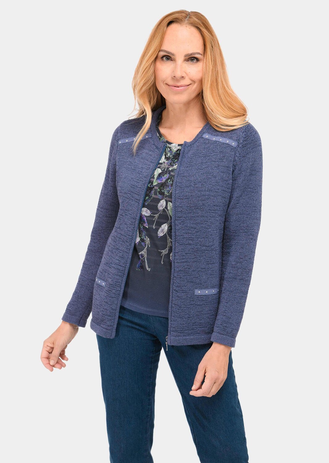 

Кардиган GOLDNER Bändchengarnstrickjacke, цвет schieferblau
