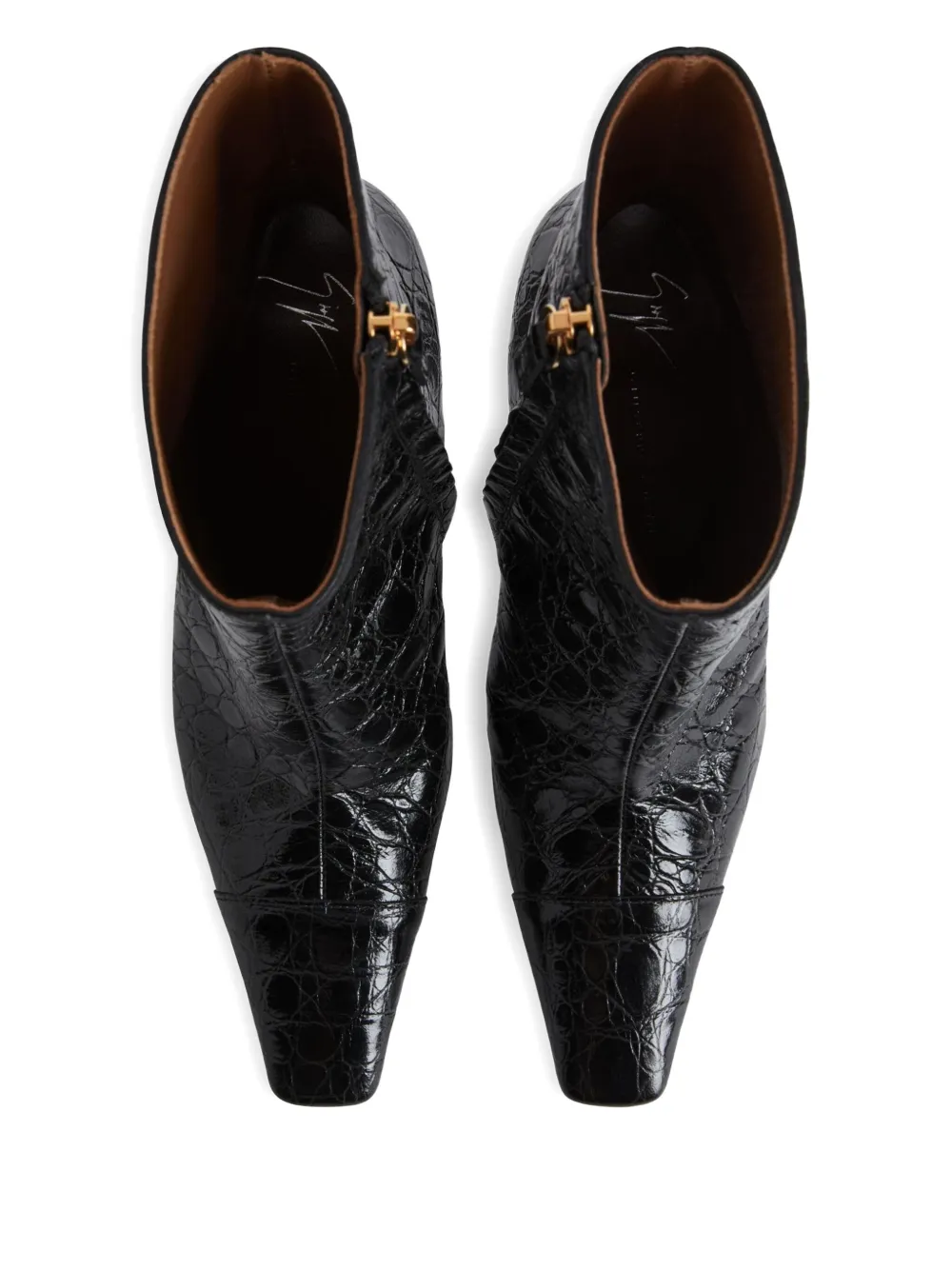 Сапоги Janiee Bootie 90 с тиснением под кожу крокодила Giuseppe Zanotti, черный — фото 2
