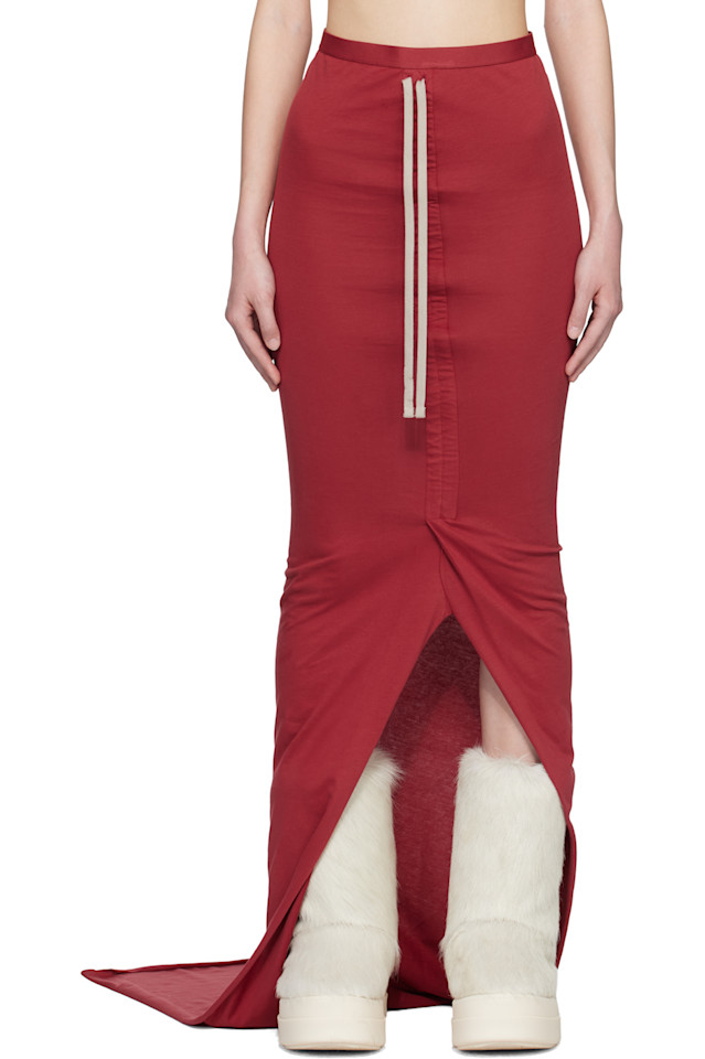 

Rick Owens Красная регулируемая макси-юбка Moncler + Rick Owens