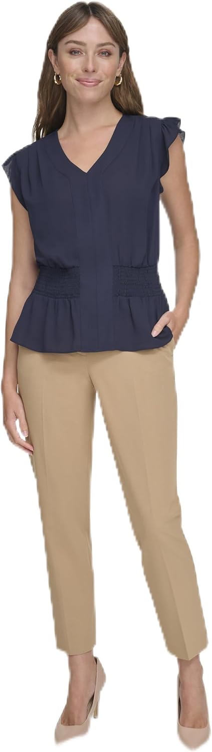 

Женская рубашка Tommy Hilfiger с короткими рукавами и сборками, Midnight