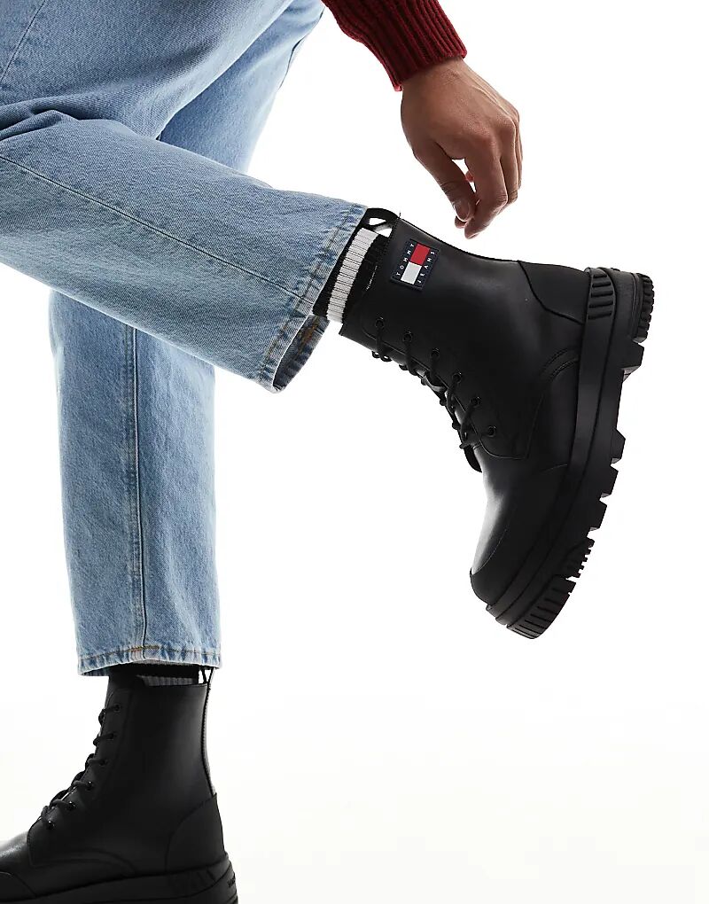 

Ботинки из массивной кожи на шнуровке черного цвета Tommy Jeans