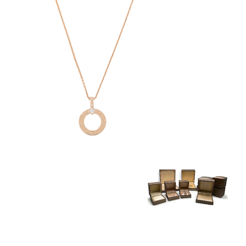 

BVLGARI 18-каратное розовое золото, бриллиантовое ожерелье женское Rose Gold