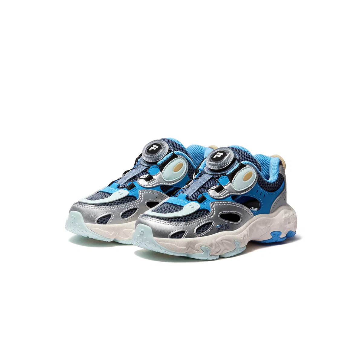 Кроссовки Heritage FHT из синтетической кожи и текстиля Steady Blue/Space Silver детские FILA KIDS — фото 4