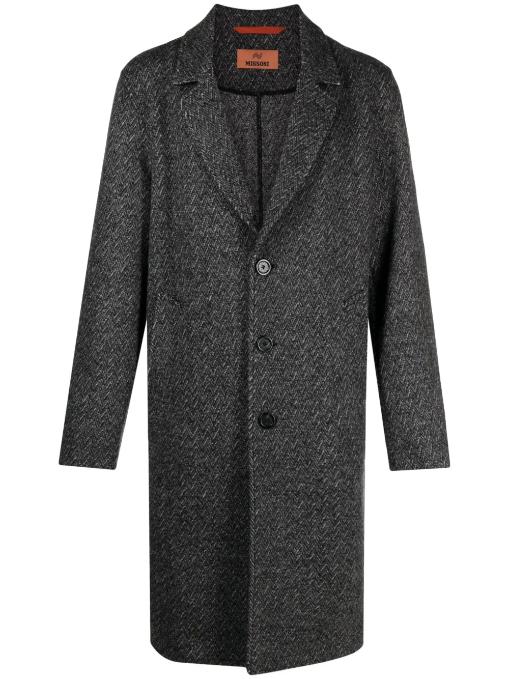 

Однобортное шерстяное пальто с узором зигзаг Missoni, серый