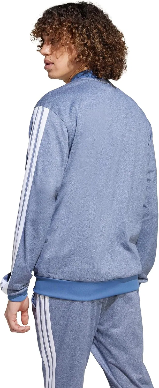 Мужская трикотажная куртка с застежкой-молнией adidas, темно-синий меланж — фото 2