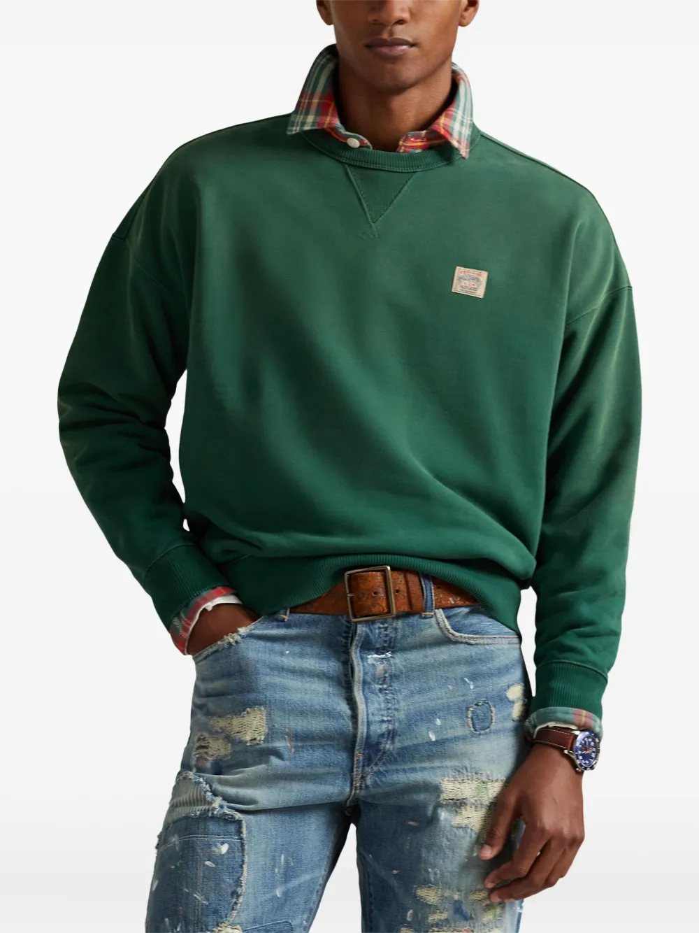 Толстовка с круглым вырезом Polo Ralph Lauren, зеленый — фото 3