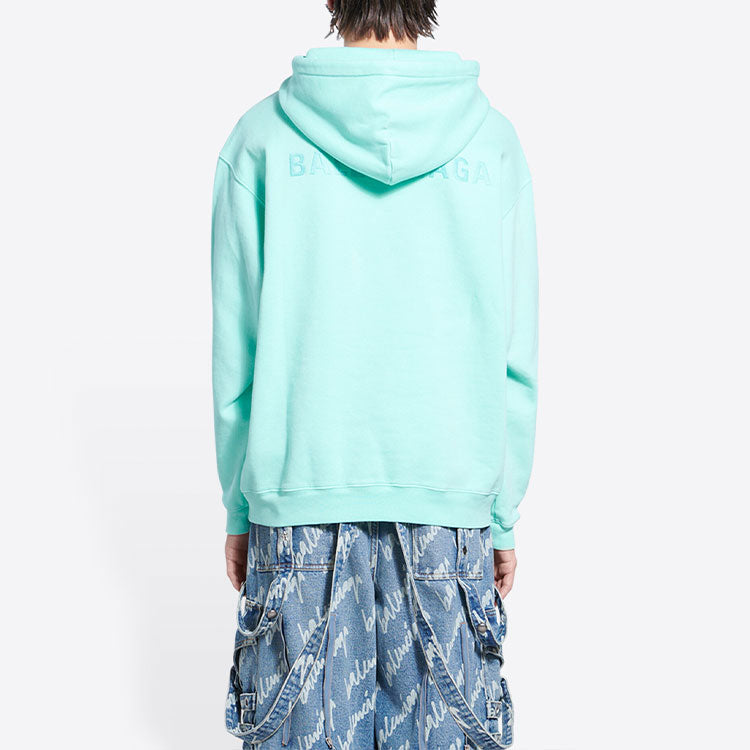 Худи Balenciaga Logo Hoodie Medium Fit 'Terquesa', зеленый — фото 4